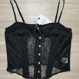 Princess Polly Black Lace Corset Top NWT Y2K Goth Style size M